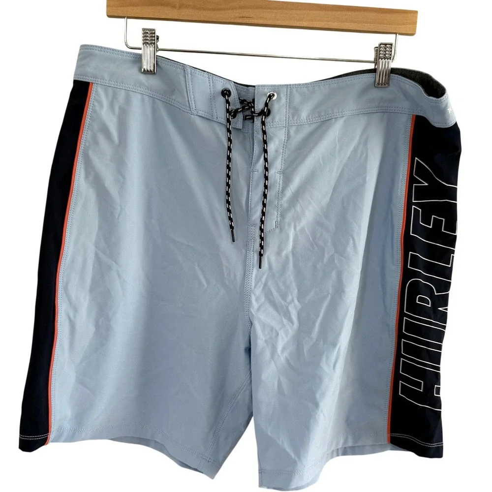 Hurley Phantom Board Shorts Size 36 Baby Blue Swim Trunks EUC